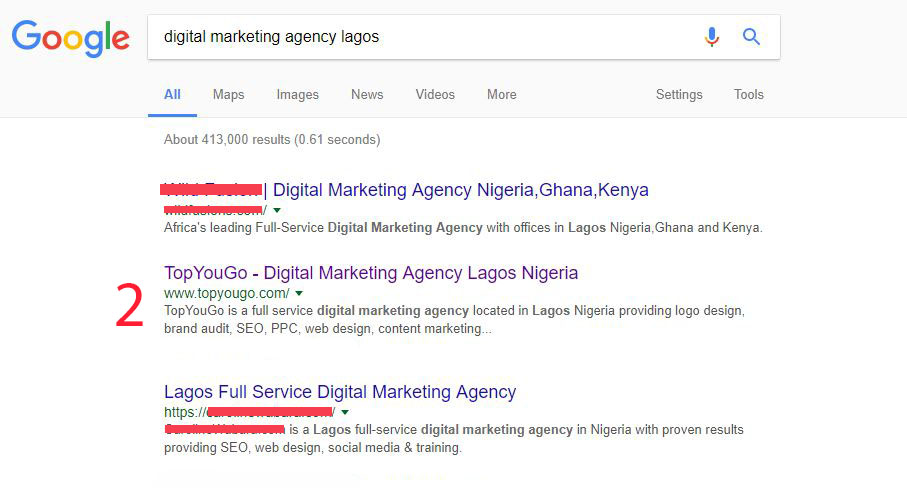 5 Good Reasons to Hire an SEO Company in Nigeria - TopYouGo Google SERP